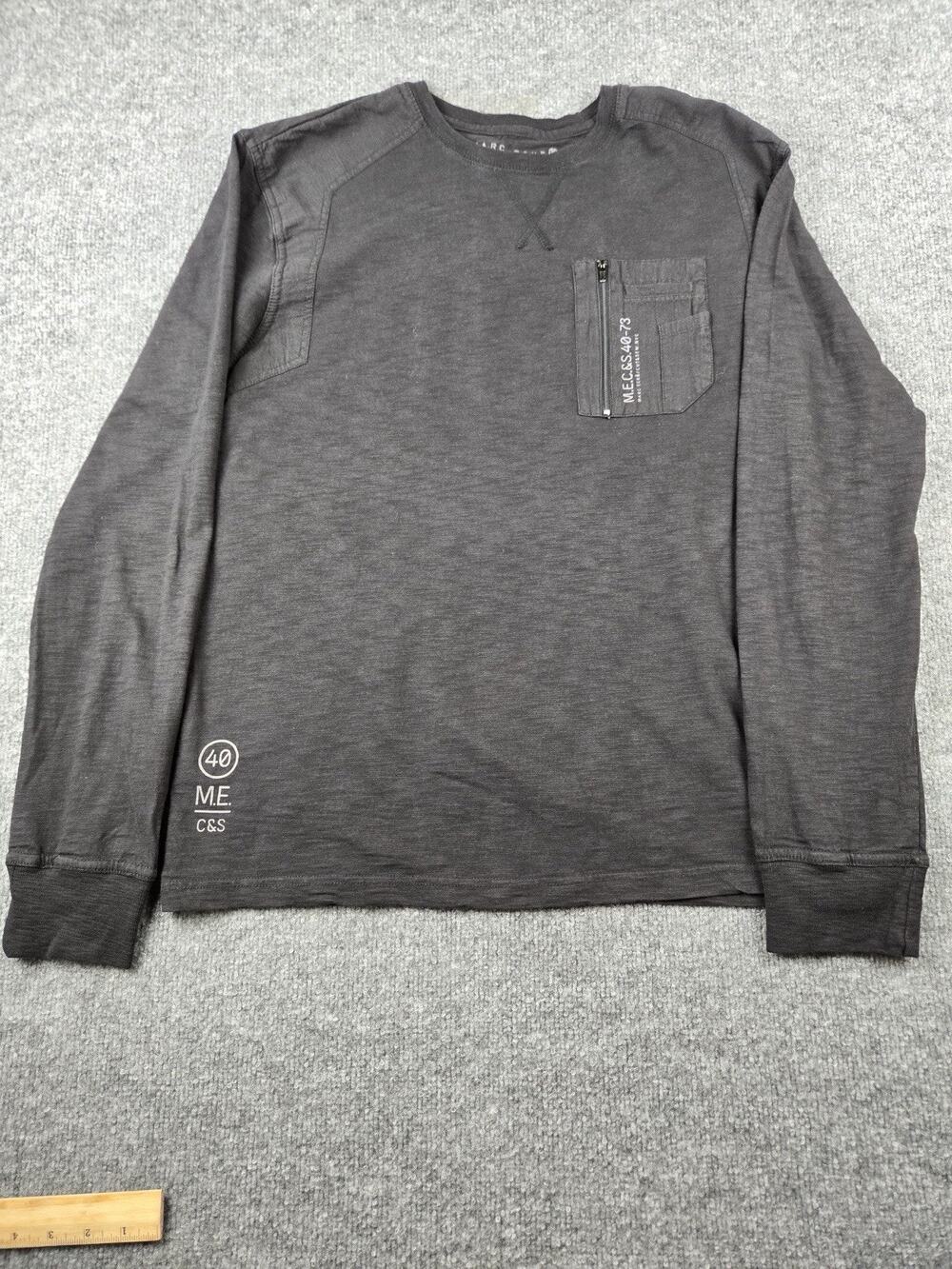 Marc Ecko Cut & Sew Shirt Mens L Black Contrast Shoulders Pocket #1032
